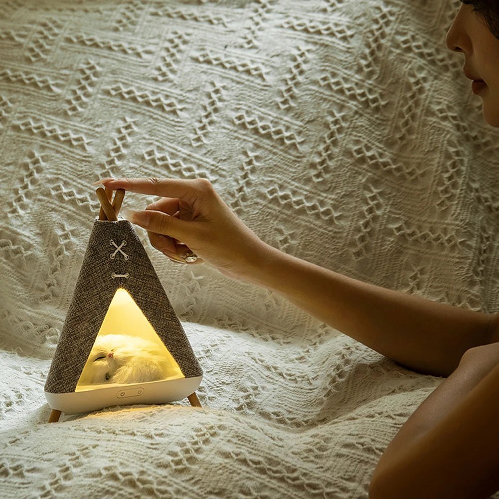 Teepee Style LED Cat lamp Bluetooth Speaker