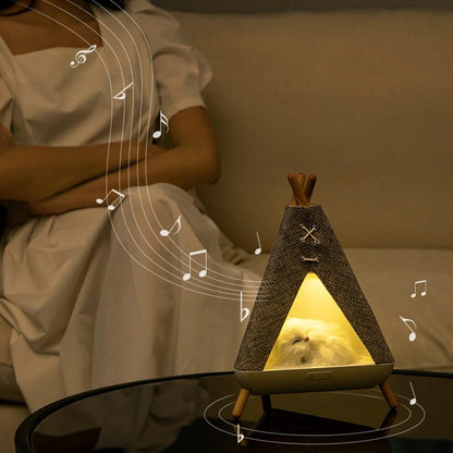 Teepee Style LED Cat lamp Bluetooth Speaker