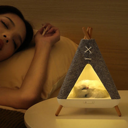 Teepee Style LED Cat lamp Bluetooth Speaker