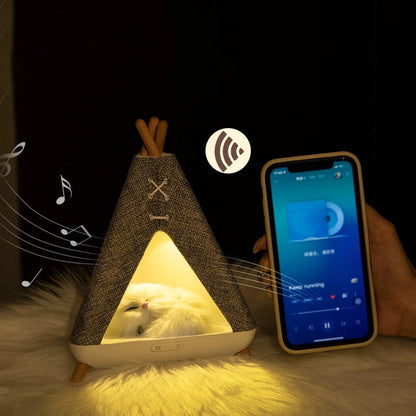 Teepee Style LED Cat lamp Bluetooth Speaker