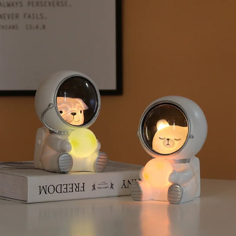 Cute 'Astronaut Cat Night Lamp' in Spacesuit – Side View