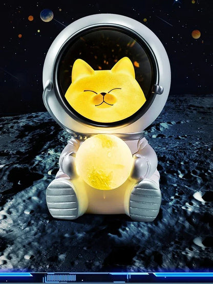 The Astronaut Cat Night Lamp With LED Bright Moon