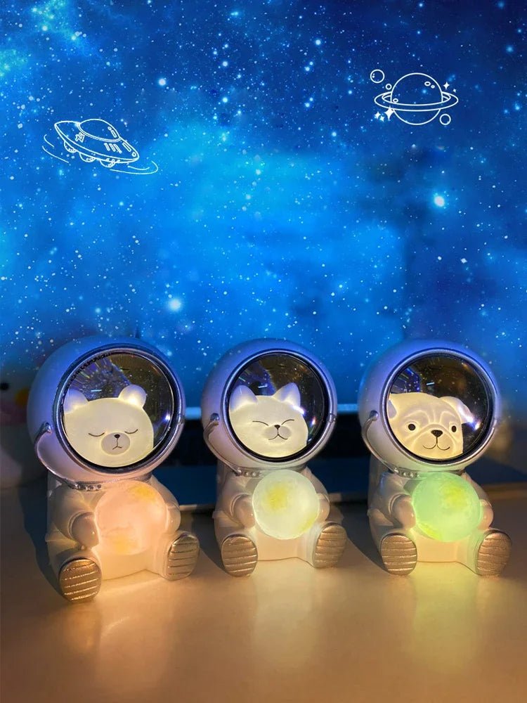 Warm Glow of 'Astronaut Cat Night Lamp' work desk