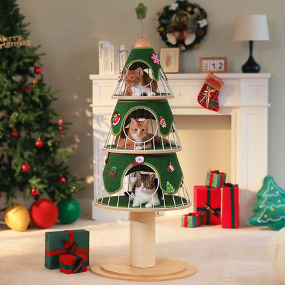 all new three level christmas tree shape cat tree with durable build