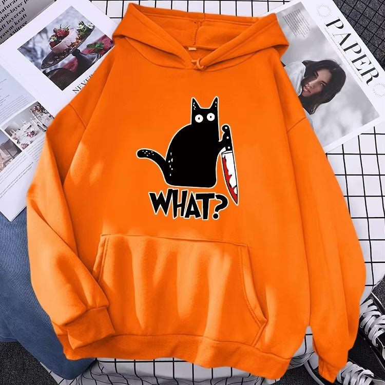 'What?!' - A Sneaky Murderer Cat With Knife Hoodie