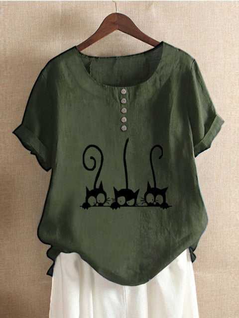 cat t-shirt for cat lovers cat shirt cat blouse for cat lady  Edit alt text