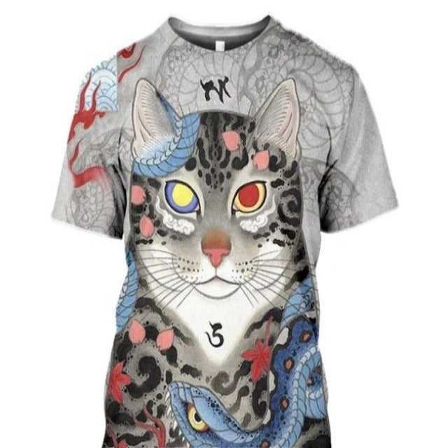 Cat T-Shirts with realistic 3d japanese inspired cat design