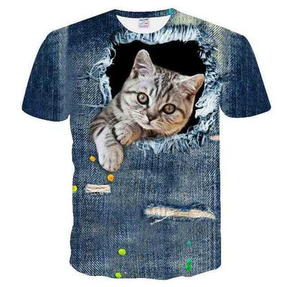 unisex cool cat shirts with 3d design