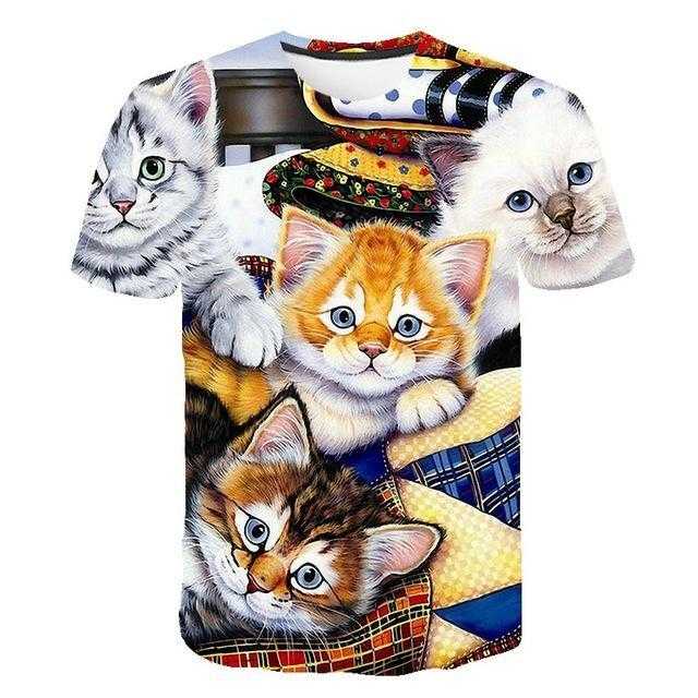 cute cat shirts with realistic 3d design