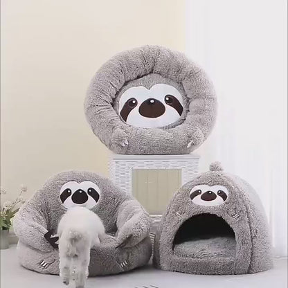 Adorable sloth enclosed cat bed