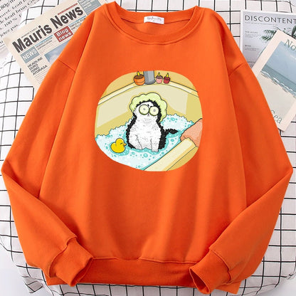 'A Panic Bathing Cat' Funny Cat Sweatshirt