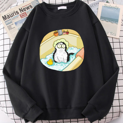 'A Panic Bathing Cat' Funny Cat Sweatshirt