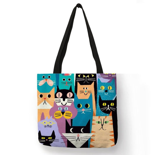 Adorable cartoon patterns cat tote