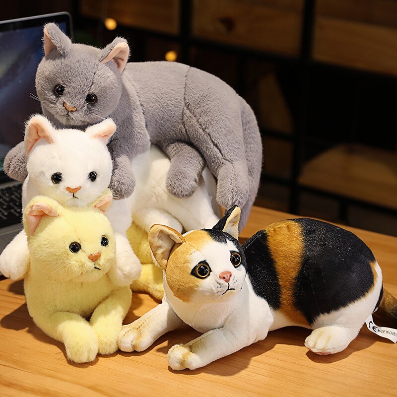 Adorable gray realistic cat plush
