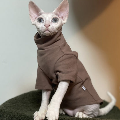 a brown color sweater for cat with minimalist design