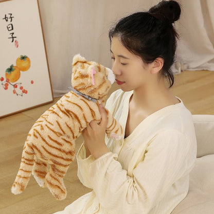 Adorable realistic cat plush with bell