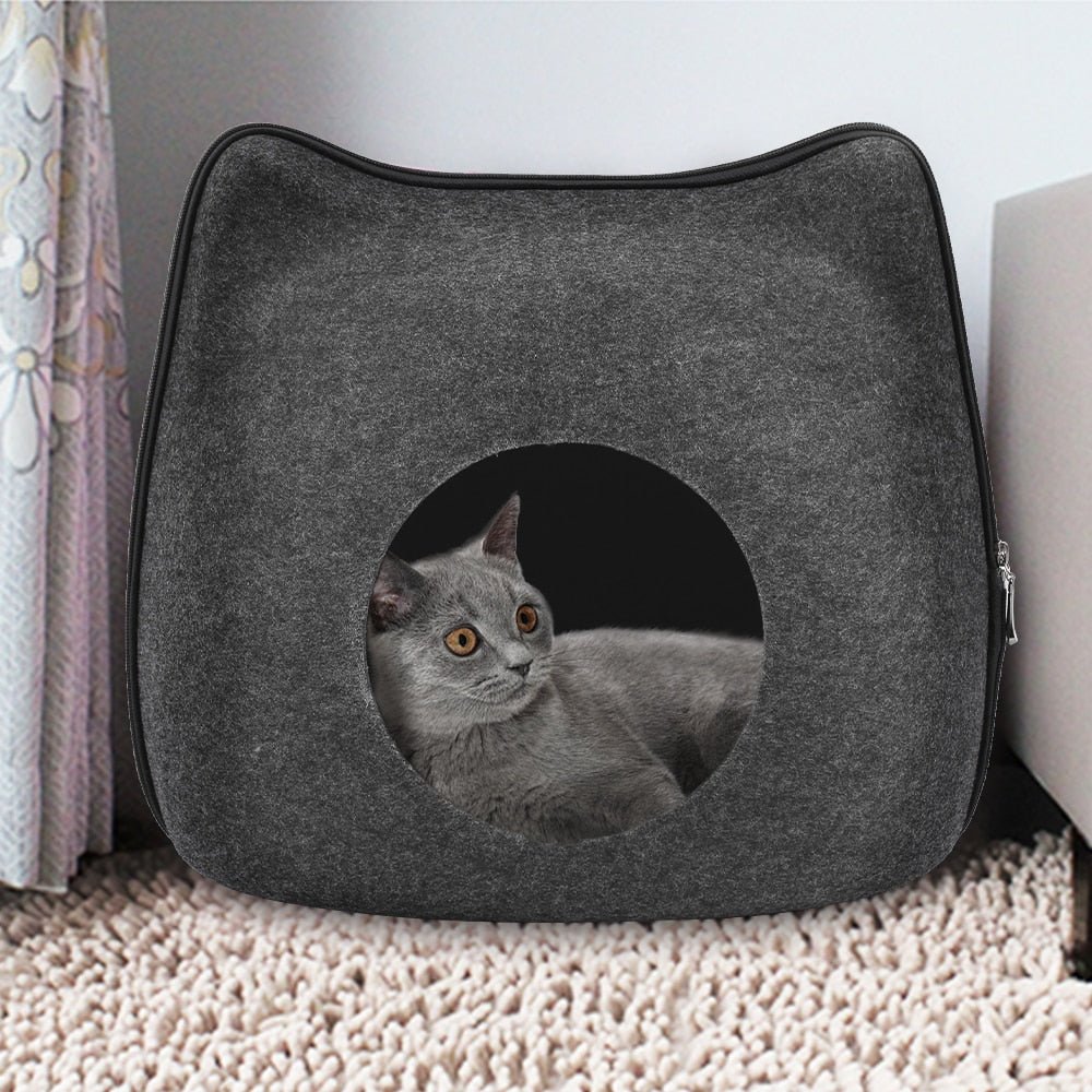 Adorable wool cat cave with ears