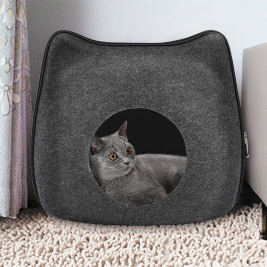 Adorable wool cat cave with ears