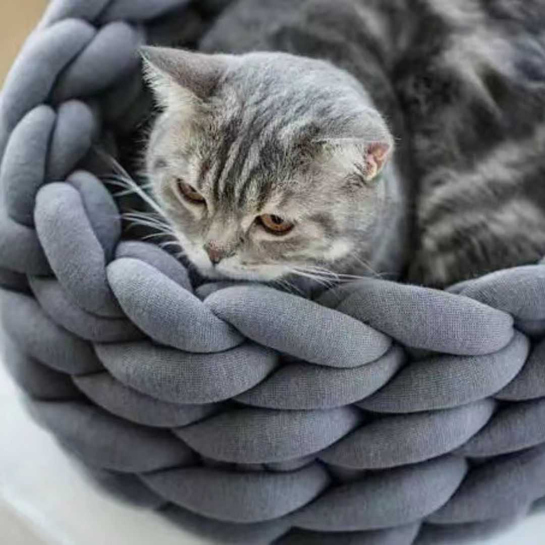 Aesthetic Hand-Knit Cat Bed
