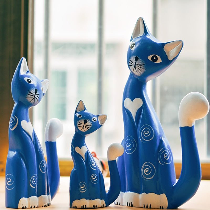 a set of cat family figure in blue color as a sign of love for home decor