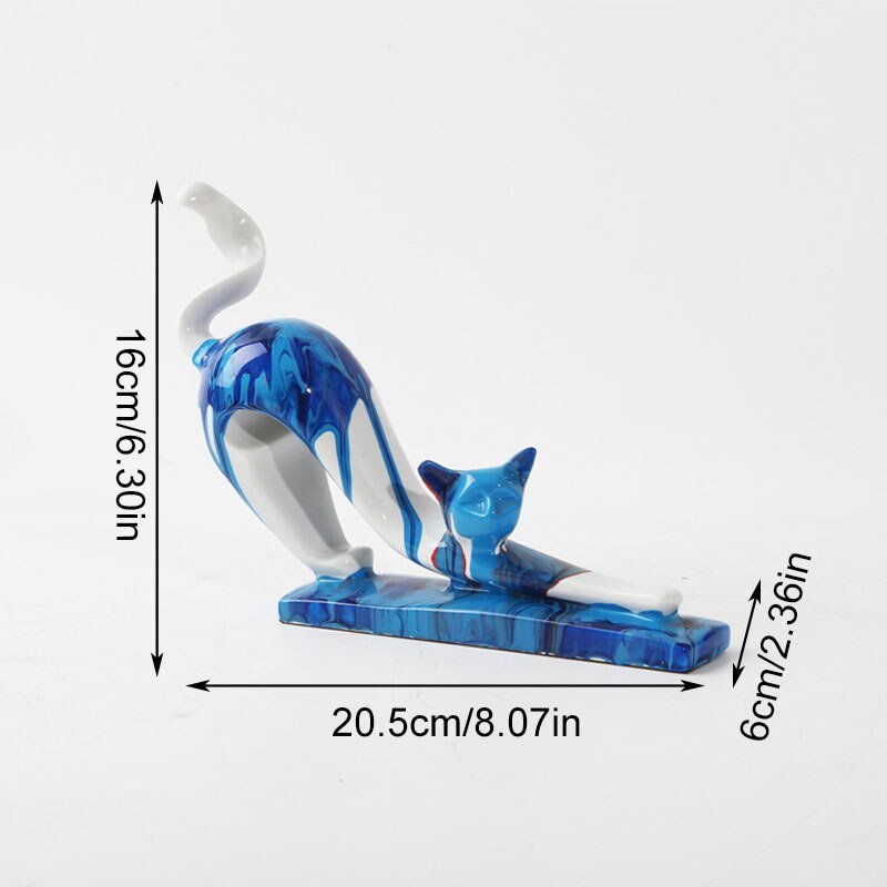 Aesthetic premium stretching cat resin figurines