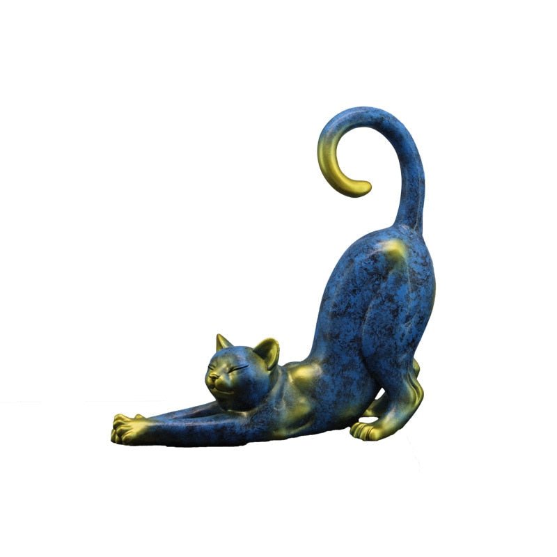 Aesthetic premium stretching cat resin figurines