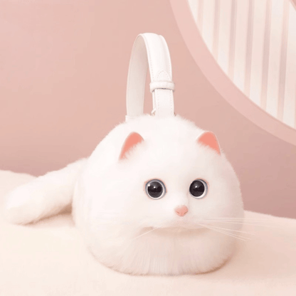 adorable pink ears white cat handbag for cat mom