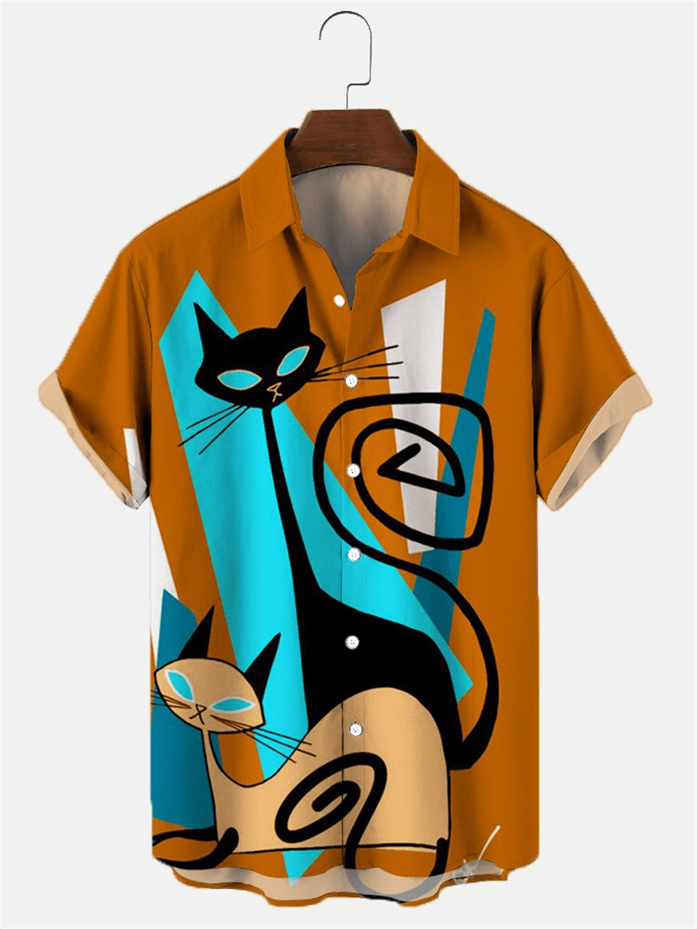 Artistic cat print shirt with black and brown cat – Meowgicians™