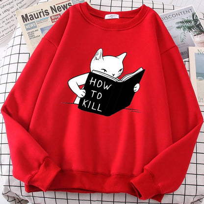 'Bad cat learning how to kill' Funny Cat Sweatshirt