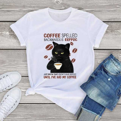 white coffee cat shirts for women