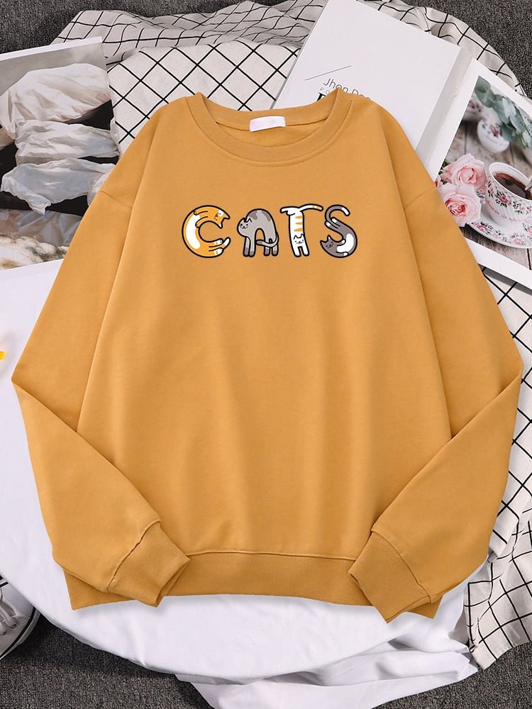 an orange color cat sweaters for humans with cats letters