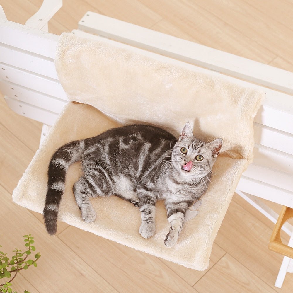 cute cat hammock in beige color for bedside