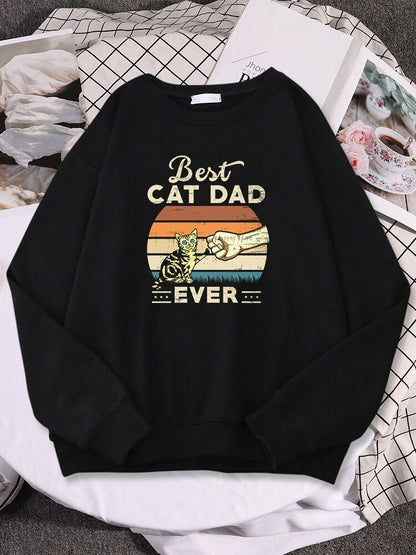 a black color sweatshirt with cat made for funny cat dads
