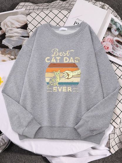 'Best Cat Dad Ever' Unisex Funny Cat Sweatshirt