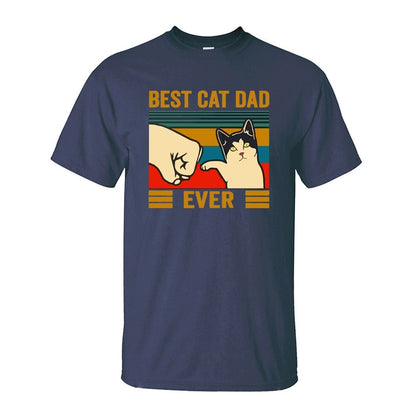 navy color cat print shirt for cat dad
