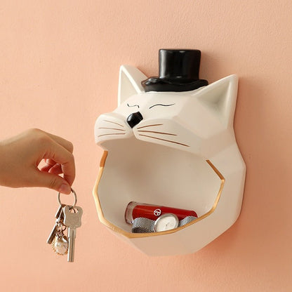 white color cats wall decor for keys and accessories