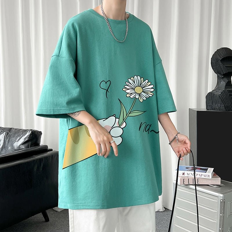 oversized cat t shirts for women in green color