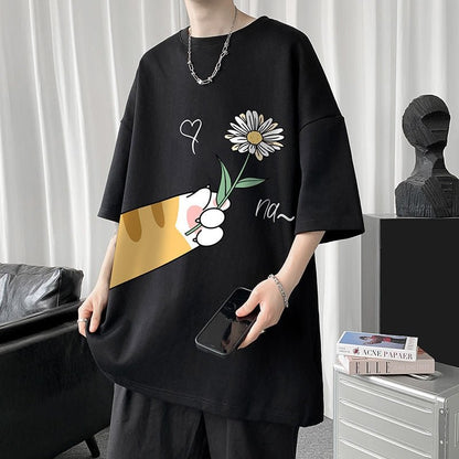 cat t shirts women in black color with feminine design