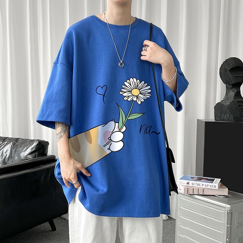 oversized womens cat shirt in blue color 