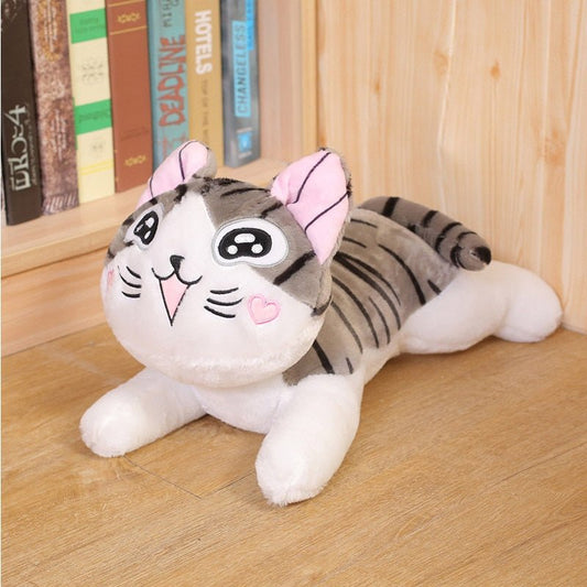 a giant cat plush of a tabby cat