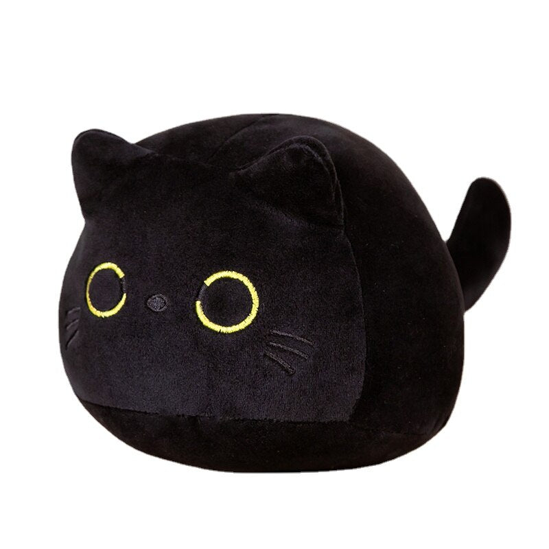 Big yellow eyes black cat plushie