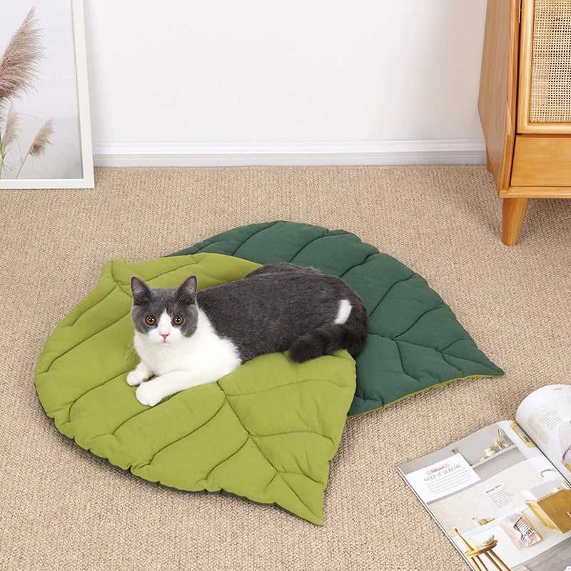 green leaf design cat bed made for pets for minimalist homes