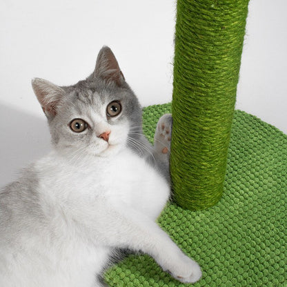 green color cat cactus scratcher made by sisal rope