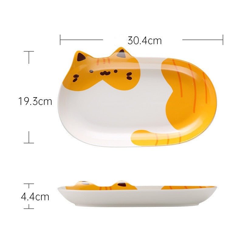 cat themed japanese ceramic cat plates
