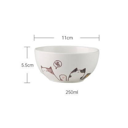 japanese cat rice bowl with size