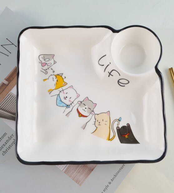 cartoon kitchen ceramic cat plates