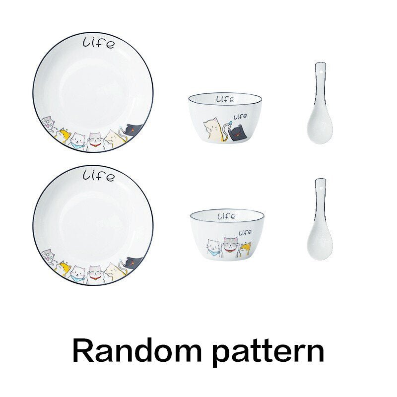 Cat and friends' kawaii ceramic plate set – Meowgicians™