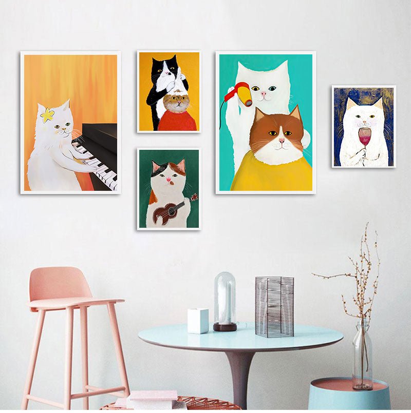 cat paintings on canvas for living room