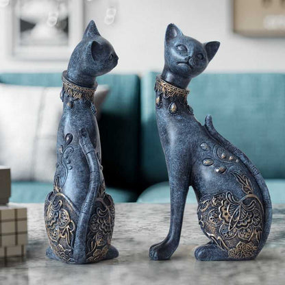 dark blue color luxury cat figurines for home decor