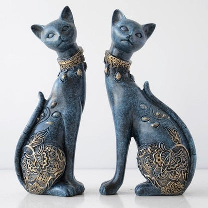 'Cat Couple' European vintage cat sculpture